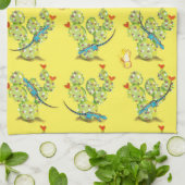 Gele cactus Lizard Butterfly Desert Southwest Theedoek (Gevouwen)