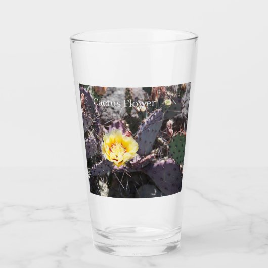Gele cactusbloem glas (Voorkant)