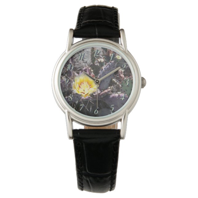 Gele cactusbloem horloge (Voorkant)