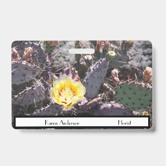 Gele cactusbloem in de lente badge (Voorzijde)