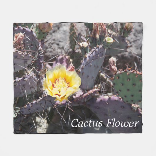Gele cactusbloem in de lente fleece deken (Voorkant (Horizontaal))