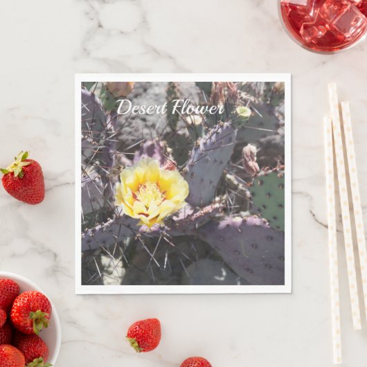 Gele cactusbloem servet (Insitu)