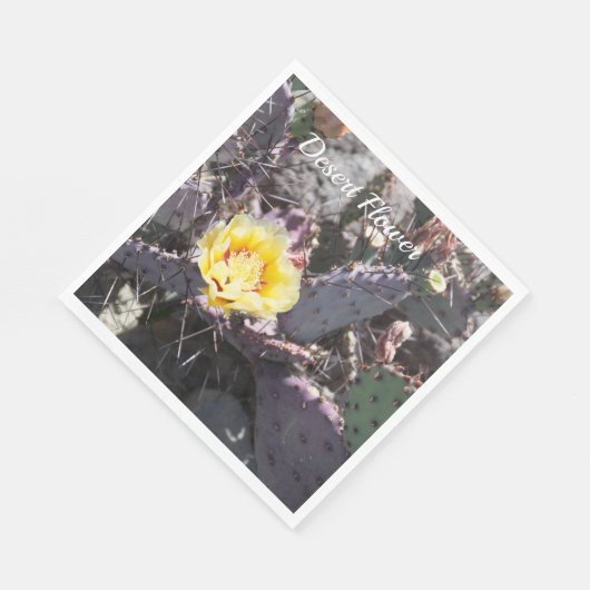 Gele cactusbloem servet (Hoek)