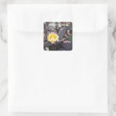 Gele cactusbloem vierkante sticker (Tas)