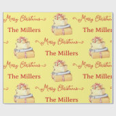 Gele cadeautjes voor de prettige kerstwinter cadeaupapier (Vlak)