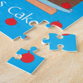 Gele cake en kersen: Blauwgroen Legpuzzel (Zijkant)