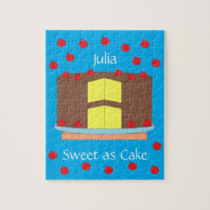 Gele cake en kersen: Blauwgroen Legpuzzel