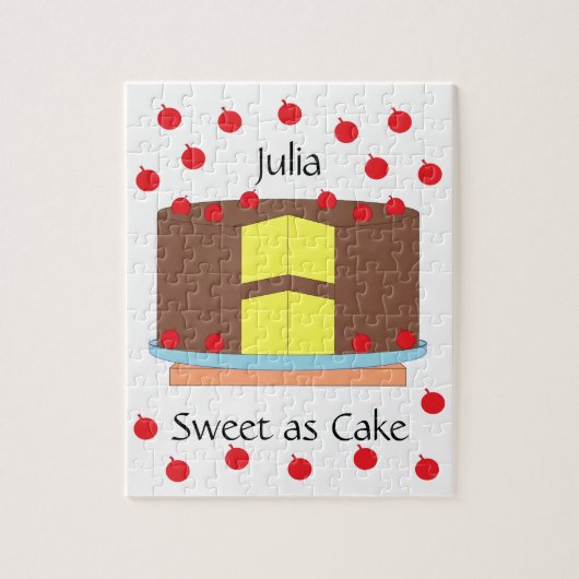 Gele cake en kersen: Wit Legpuzzel (Verticaal)