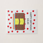 Gele Cake met Chocolade Frosting Legpuzzel (Horizontaal)