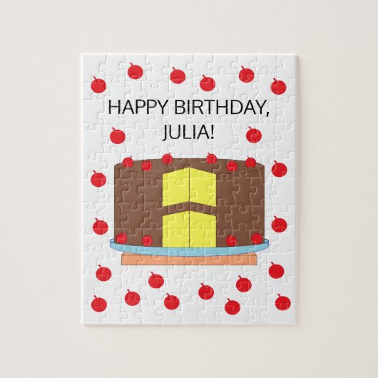 Gele Cake met Chocolade Frosting Legpuzzel (Verticaal)