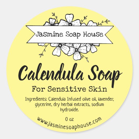Gele Calendula zeepetiketten Ronde Sticker (Voorkant)
