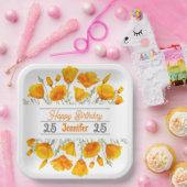 Gele Californische papavers, gepersonaliseerd papi Papieren Bordje (Feest)