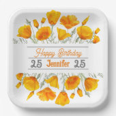 Gele Californische papavers, gepersonaliseerd papi Papieren Bordje (Voorkant)