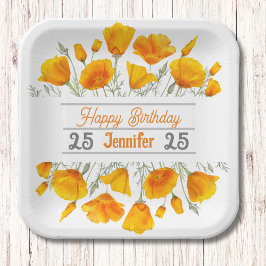 Gele Californische papavers, gepersonaliseerd papi Papieren Bordje