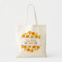 Gele Californische papavers Gepersonaliseerde Canv Tote Bag