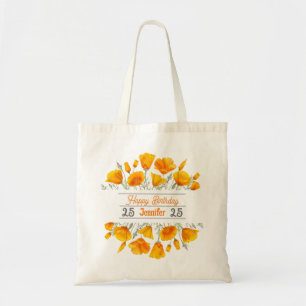 Gele Californische papavers Gepersonaliseerde Canv Tote Bag