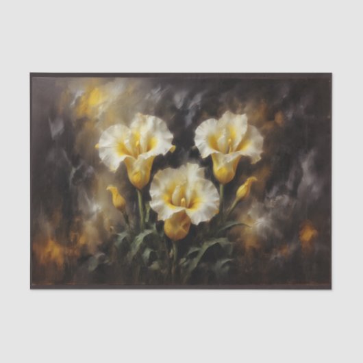 Gele calla lelies bloemen samenstelling #3 tissuepapier (Voorkant)