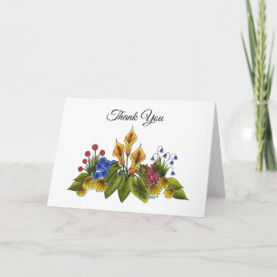 Gele Calla Lelies Bloementuin Doodle Scene Bedankkaart