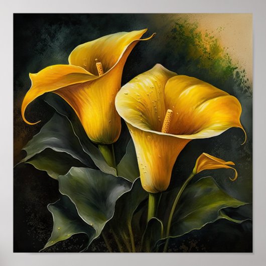 Gele Calla-lelies Lelie Bloem Kunstprint Poster (Voorkant)
