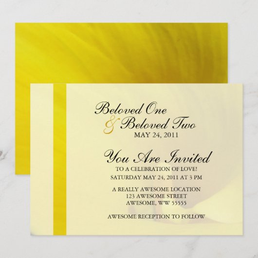 Gele Calla Lily Bloem Kaart (Voorkant / Achterkant)