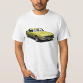 Gele Camaro op White T-Shirt (Voorkant)