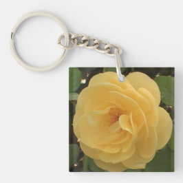 Gele Camellia Acrylische Sleutelhanger