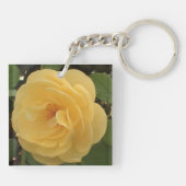 Gele Camellia Acrylische Sleutelhanger (Achterkant)