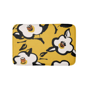 Gele Camellia, schetsmatig bloemig . Badmat