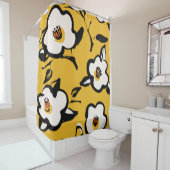 Gele Camellia, schetsmatig bloemig . Douchegordijn (In situ)