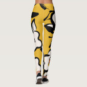 Gele Camellia, schetsmatig bloemig . Leggings (Achterkant)