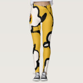 Gele Camellia, schetsmatig bloemig . Leggings (Voorkant)