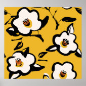 Gele Camellia, schetsmatig bloemig . Poster (Voorkant)