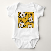 Gele Camellia, schetsmatig bloemig . Romper (Voorkant)