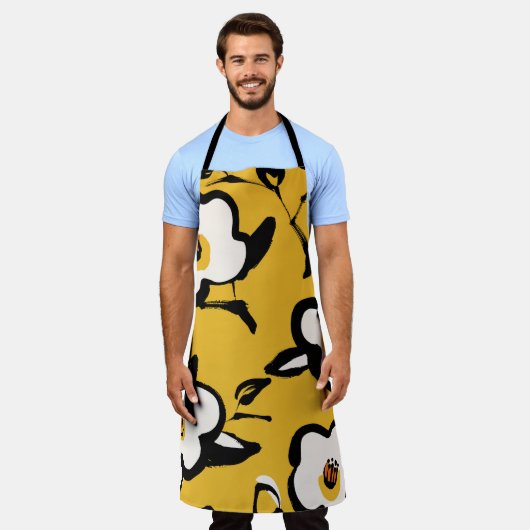 Gele Camellia, schetsmatig bloemig . Schort (Gedragen)