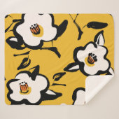 Gele Camellia, schetsmatig bloemig . Sherpa Deken (Voorkant (horizontaal))