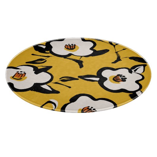 Gele Camellia, schetsmatig bloemig . Snijplank (Hoek)