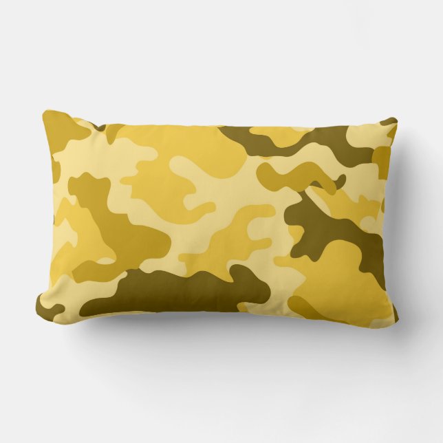 Gele Camo Lumbar Pillow Kussen (Voorkant)