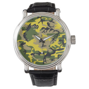 Gele Camouflage Horloge