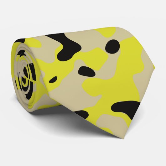 Gele camouflage in beige en grijs stropdas (Opgerold)