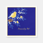 Gele Canarische vogel op boomtak Aangepast Servet (Voorkant)