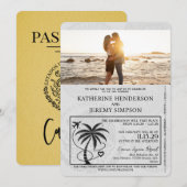 Gele Cancun Passport bruiloft Kaart (Voorkant / Achterkant)