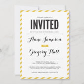 Gele Carnival Stripes Moderne Weddenschap Kaart (Voorkant)