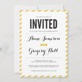 Gele Carnival Stripes Moderne Weddenschap Kaart