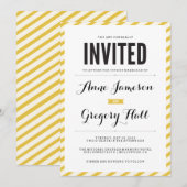 Gele Carnival Stripes Moderne Weddenschap Kaart (Voorkant / Achterkant)