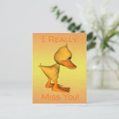 Gele Cartoon Eend Briefkaart (Staand voorkant)