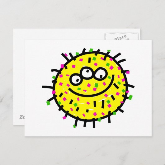 Gele Cartoon Germ Briefkaart (Voorkant / Achterkant)