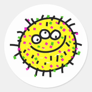 Gele Cartoon Germ Ronde Sticker