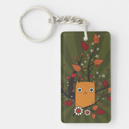 Gele Cartoon Kat Love Foliage Sleutelhanger