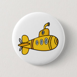 Gele Cartoon onderzeeër Ronde Button 5,7 Cm