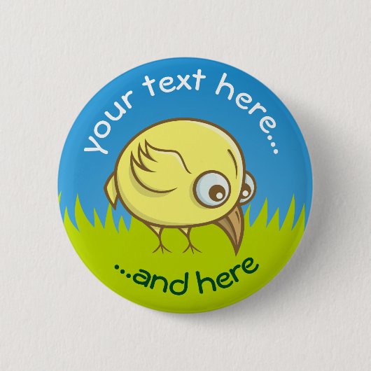 Gele cartoon pinback ronde button 5,7 cm (Voorkant)